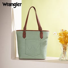 Wrangler Logo Waxed Canvas Tote - Green