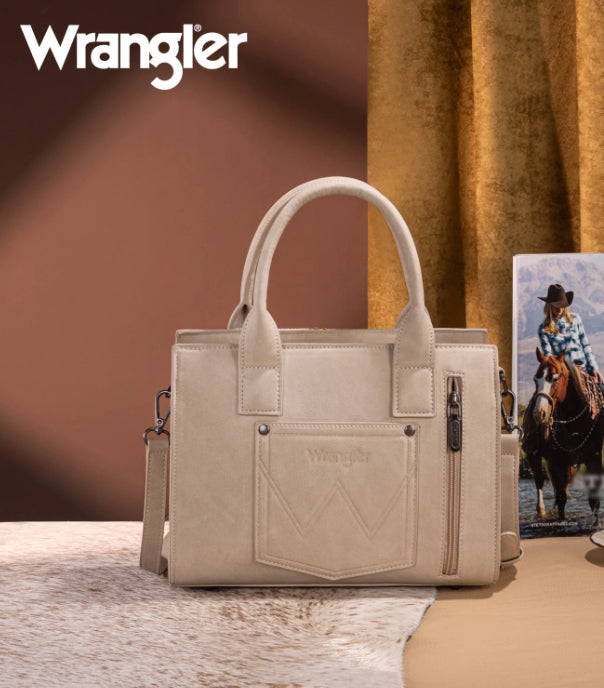 Wrangler Aztec Tooled Crossbody Bag - Beige