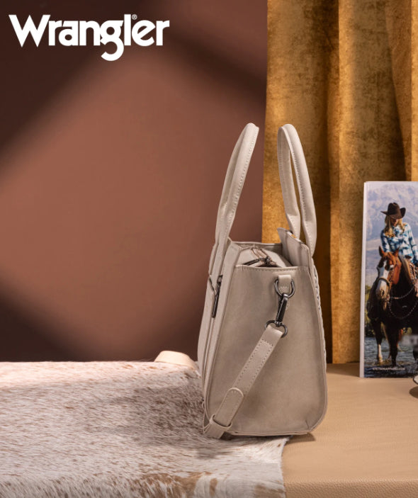 Wrangler Aztec Tooled Crossbody Bag - Beige
