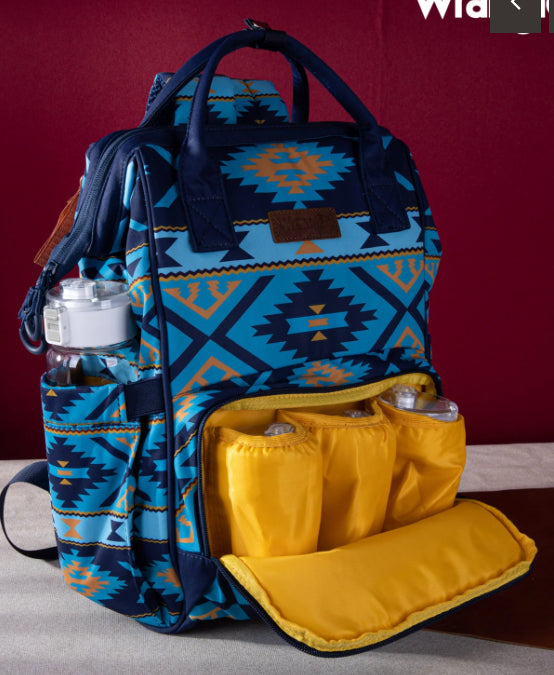 Wrangler Aztec Printed Callie Backpack (Nappy Bag) - Navy