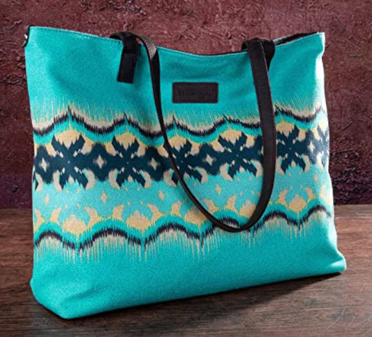 Wrangler Southwestern Dual Sided Print Canvas Tote Bag - Green
