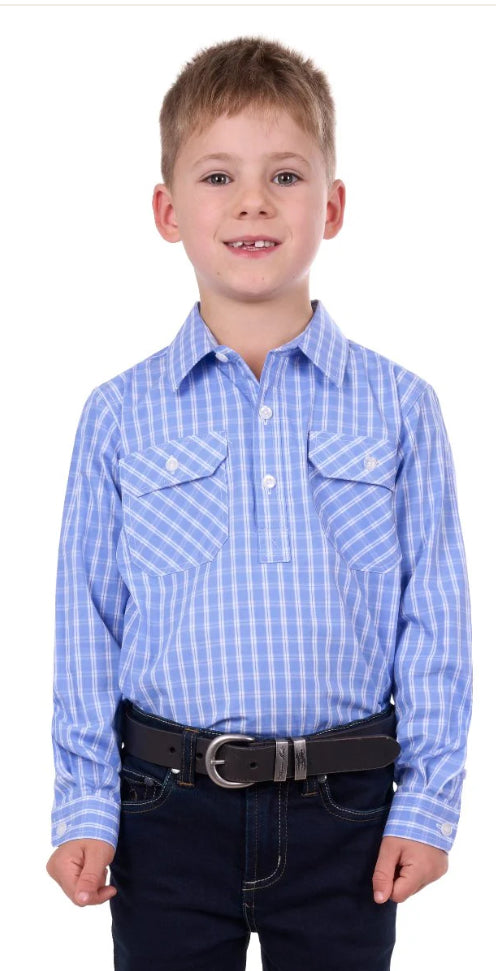 Hard Slog Kids Ron 1/2 Button L/S Shirt