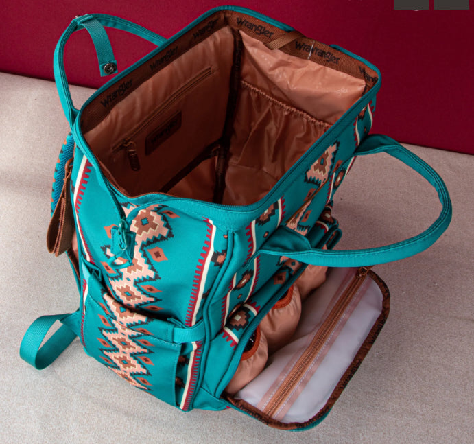 Wrangler Aztec Printed Callie Backpack (Nappy Bag) - Green