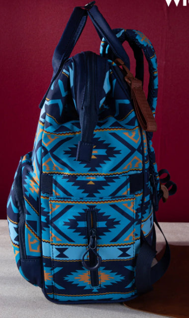 Wrangler Aztec Printed Callie Backpack (Nappy Bag) - Navy