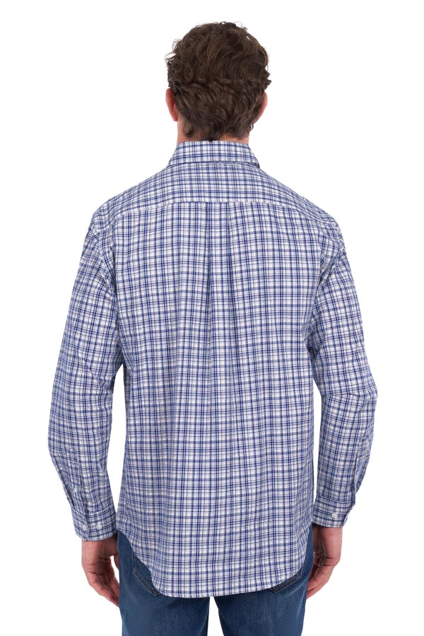 Men's Brooks 1/2 PLKT Long Sleeve Shirt - Blue/ White