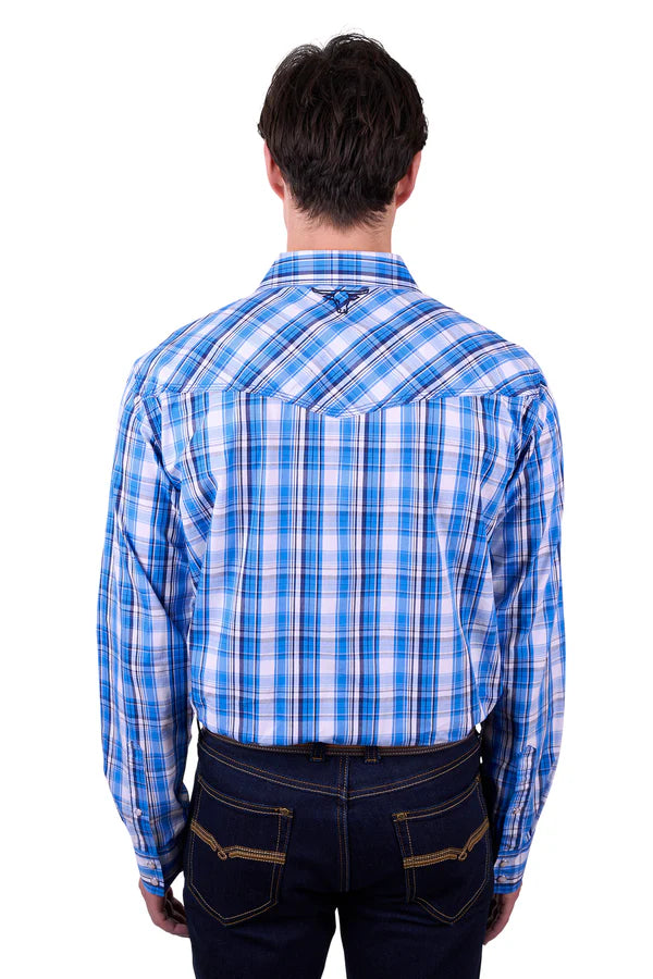 Pure Western Men's Wade L/S Shirt - Blue