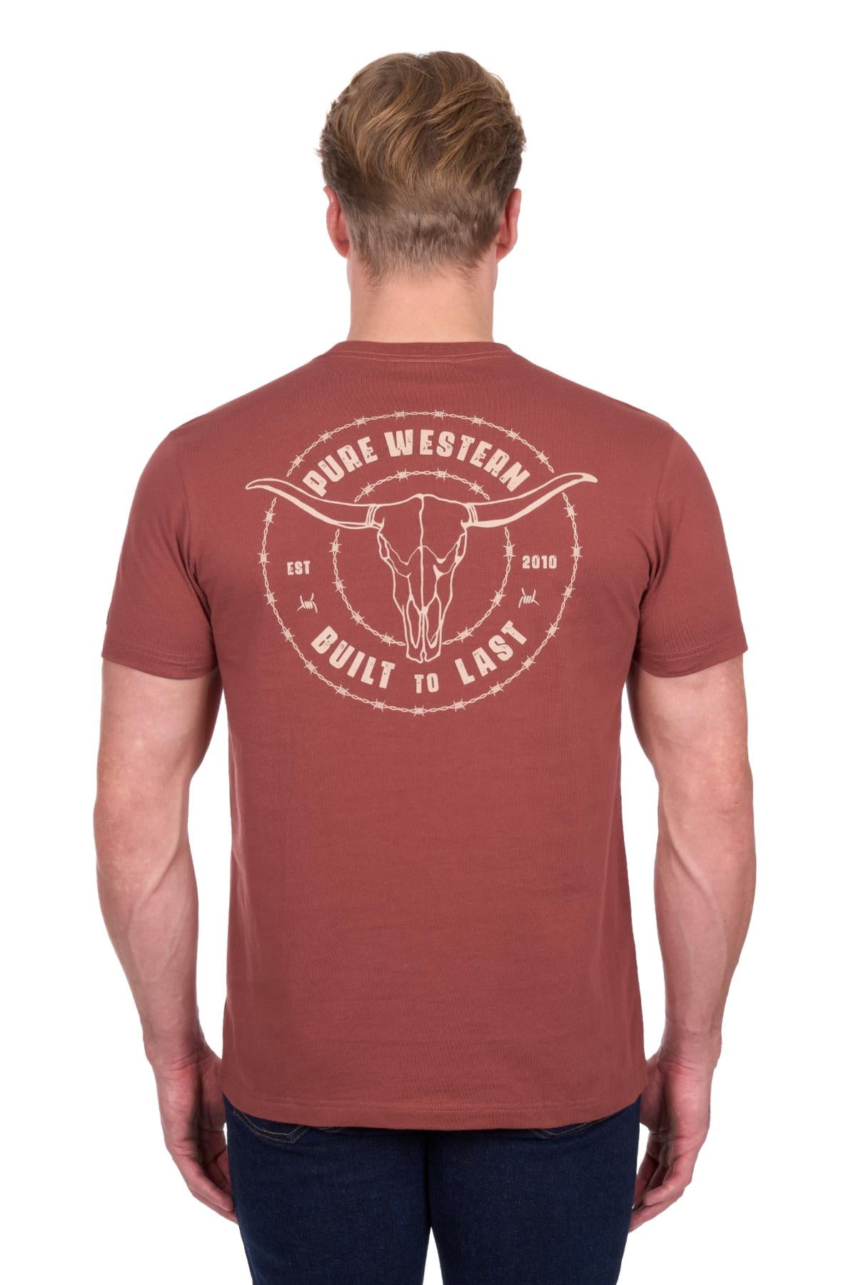 Pure Western Men's Walker SS Tee - Rust