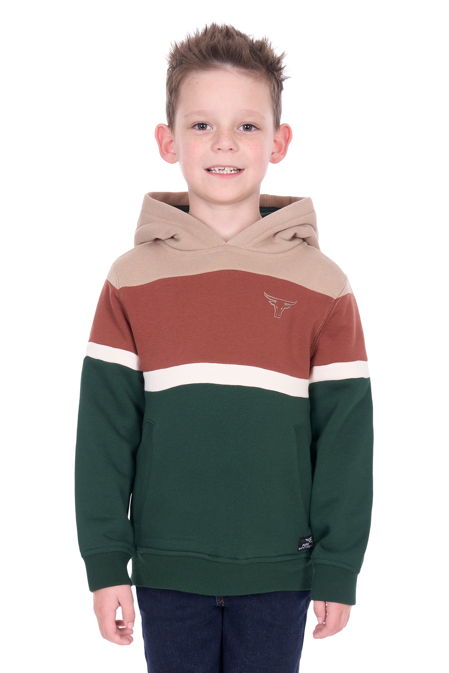 Pure Western Boy's Harry Hoodie - Green/Multi