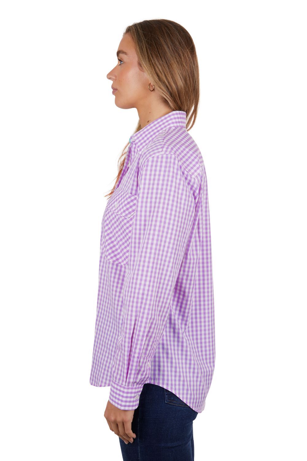 Hard Slog Womens Ayla 1/2 Button L/S Shirt - Lavender