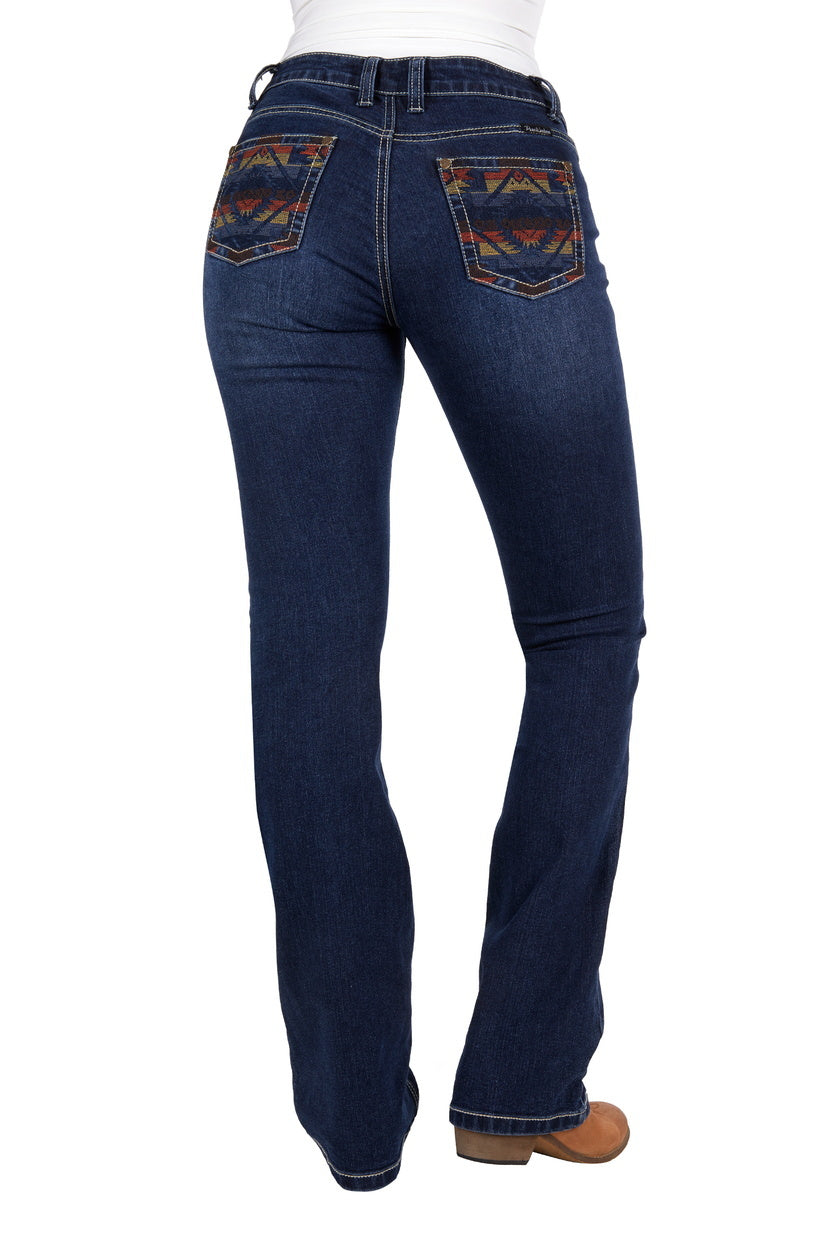 Pure Western Womens Ola Relaxed Rider Boot Cut Jeans 36 Leg