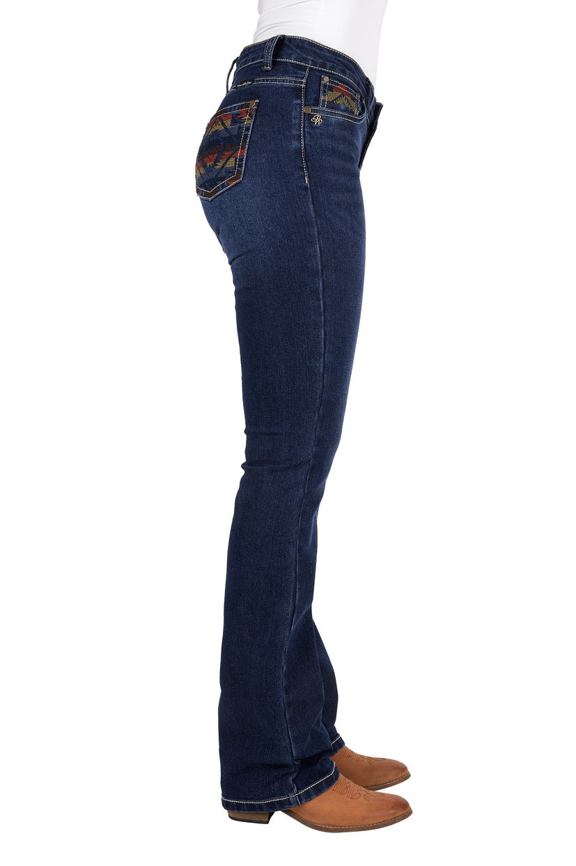 Pure Western Womens Ola Relaxed Rider Boot Cut Jeans 36 Leg