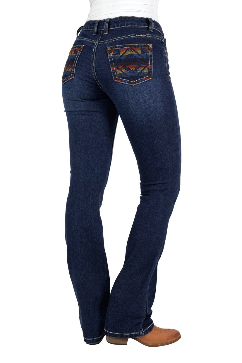 Pure Western Womens Ola Relaxed Rider Boot Cut Jeans 36 Leg