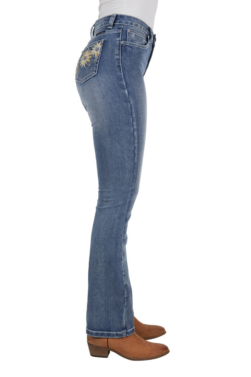 Pure Western Womens Amy Hi Rise Boot Cut Jeans 32 Leg