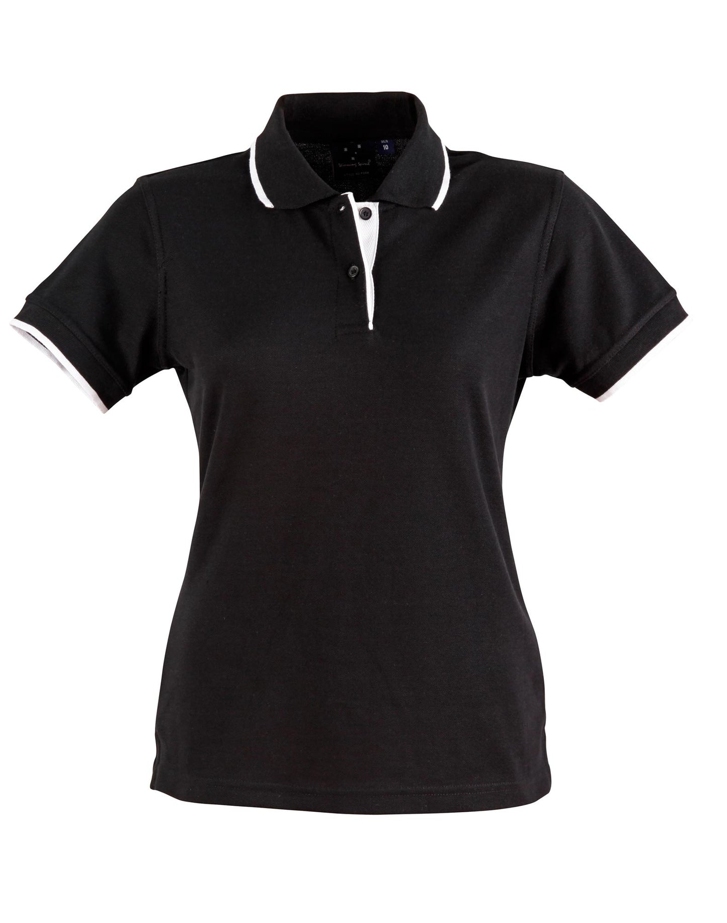 Ladies Poly/Cotton Contrast Pique S/S Polo - Navy/White