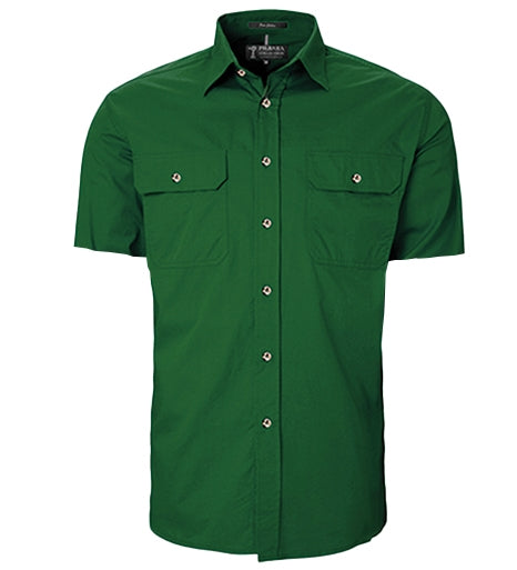 Men's Pilbara Open Front S/S Shirt Green