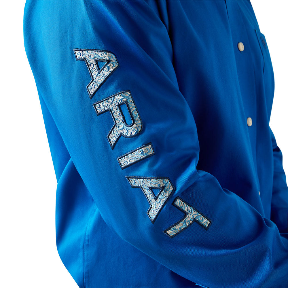 Ariat Men's Team Logo Twill Classic Fit Shirt- Blue/ Light Blue