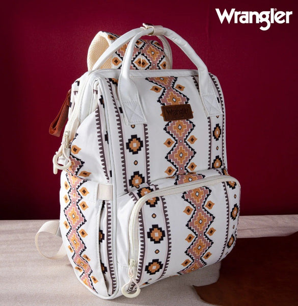 Wrangler Aztec Printed Callie Backpack (Nappy Bag) - Tan