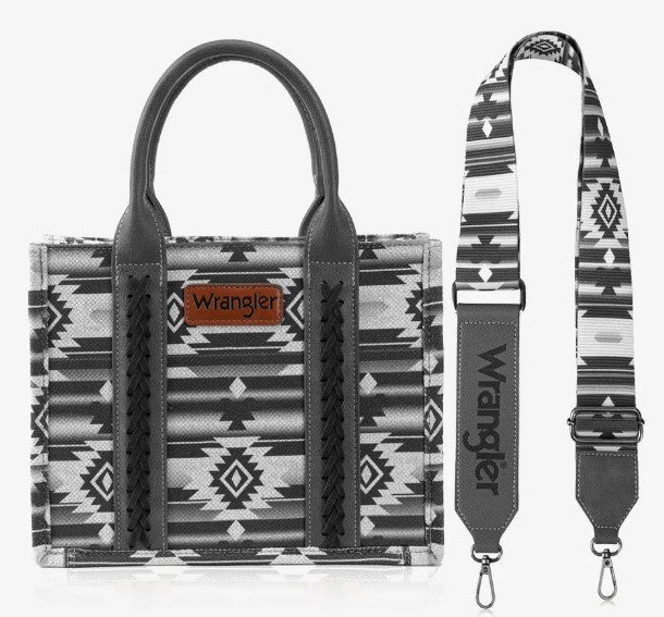 Wrangler Southwestern Print Small Canvas Tote/Crossbody - Black