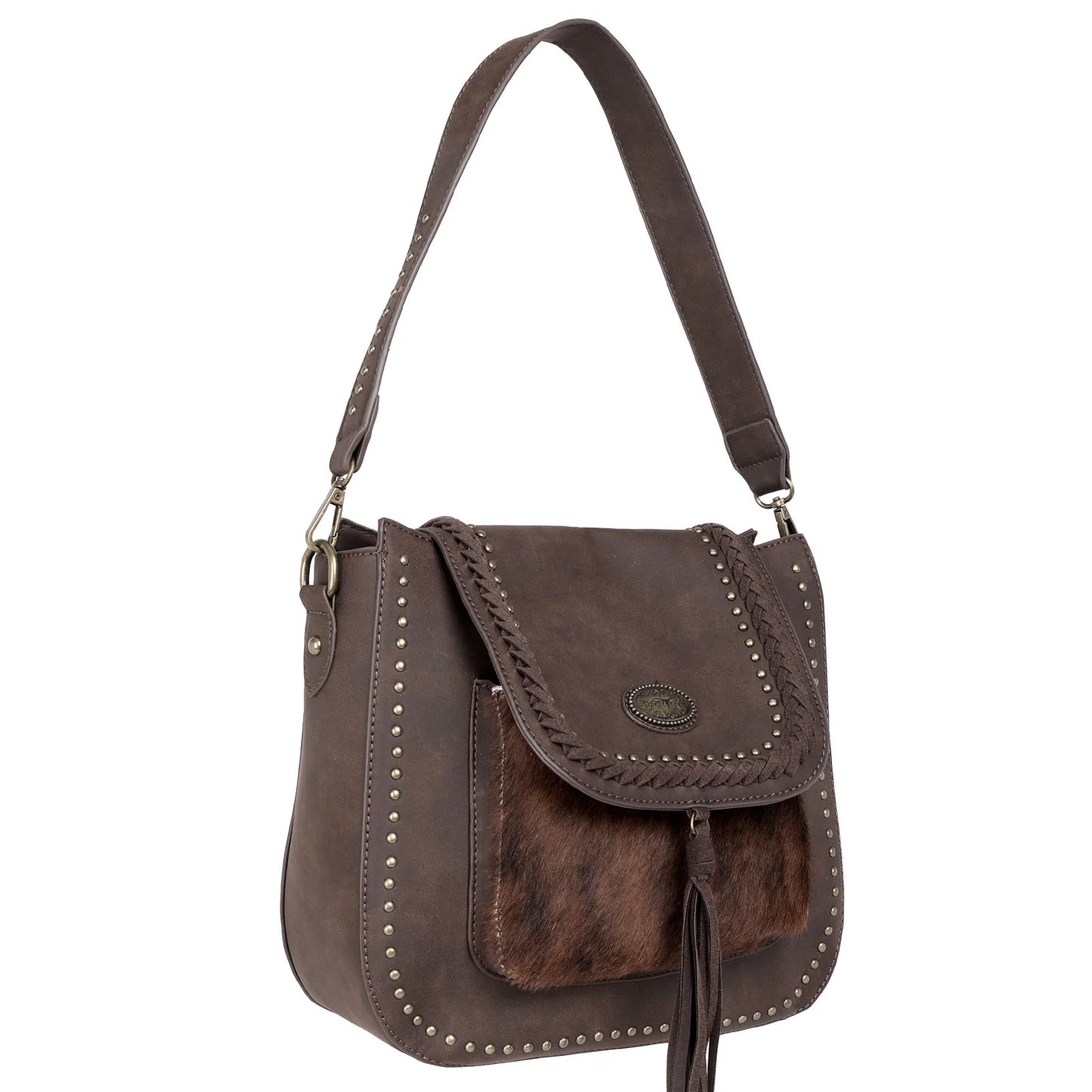 Trinity Ranch Hair-On Leather Collection Hobo - Coffee
