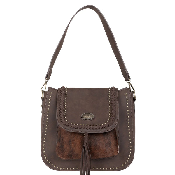 Trinity Ranch Hair-On Leather Collection Hobo - Coffee