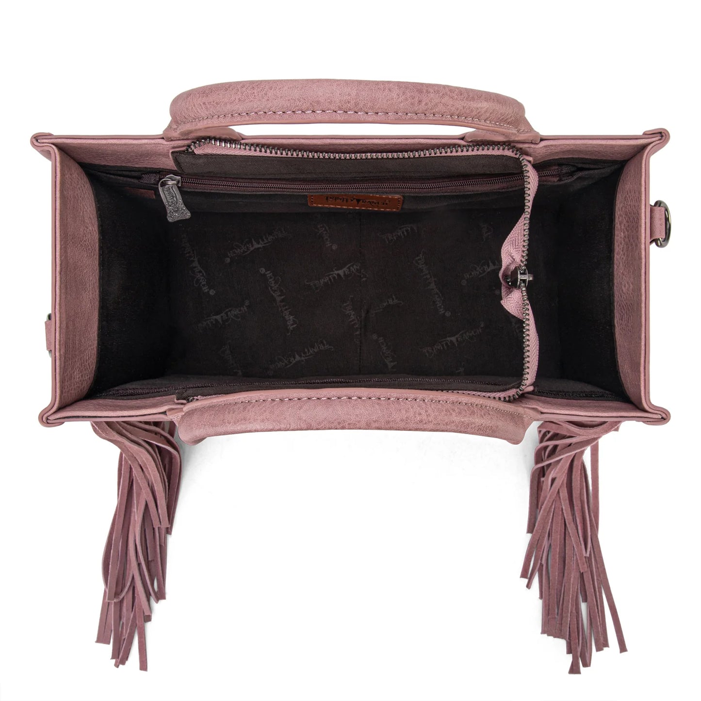 Trinity Ranch Floral Tooled Fringe Concealed Carry Tote/Crossbody - Pink
