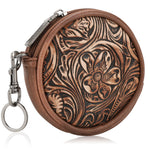 Wrangler Floral Tooled Circular Coin Pouch Bag Charm - Brown