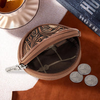 Wrangler Floral Tooled Circular Coin Pouch Bag Charm - Brown