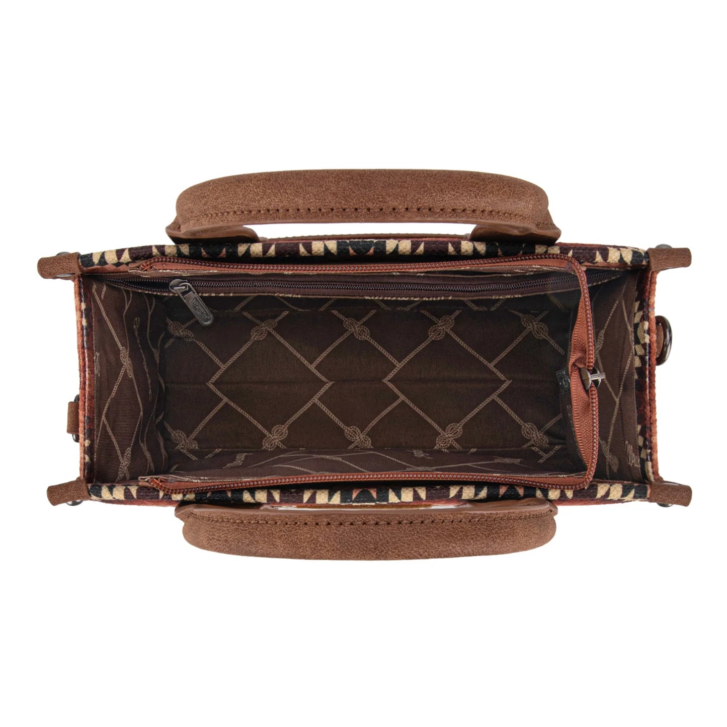 Wrangler Southwestern Pattern Dual Sided Print Tote/Crossbody - BROWN