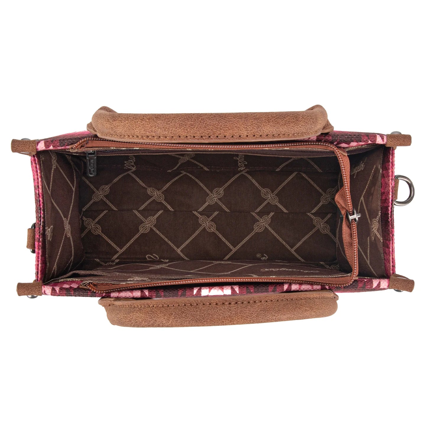 Wrangler Southwestern Pattern Dual Sided Print Tote/Crossbody - DARK PINK