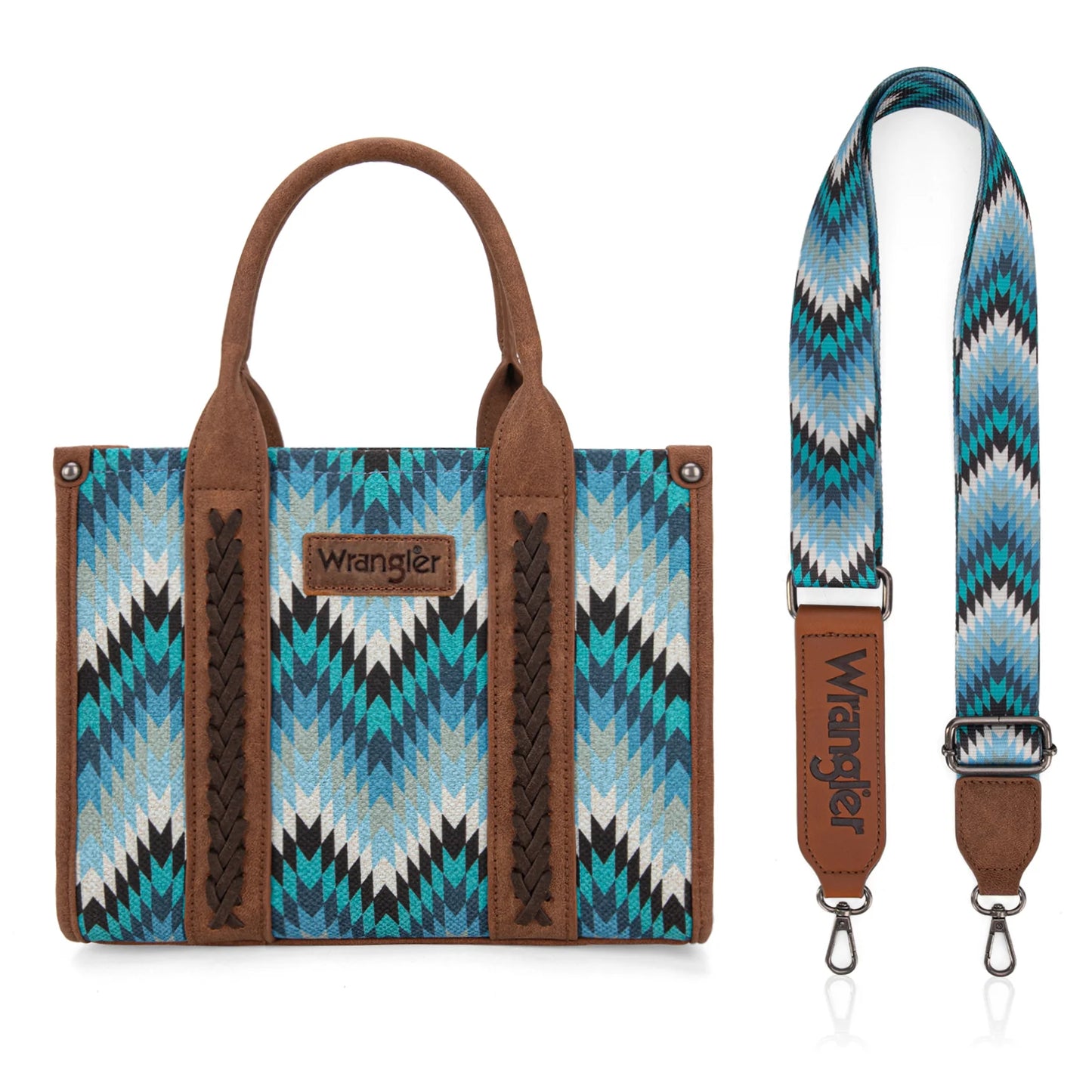 Wrangler Southwestern Pattern Dual Sided Print Tote/Crossbody - JEAN