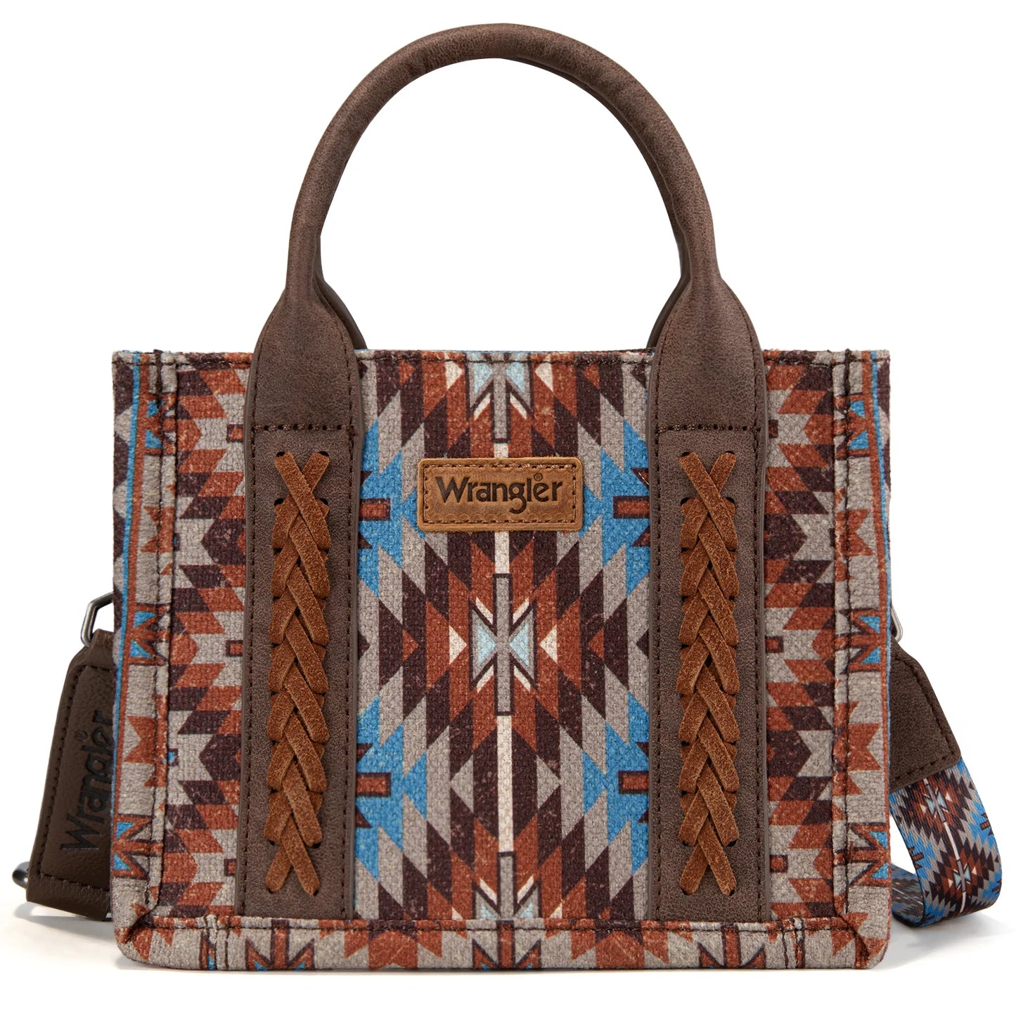 Wrangler Southwestern Pattern Dual Sided Print Mini Tote/Crossbody - Coffee