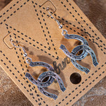 Wrangler Double Horse Shoe Dangling Earrings - Silver