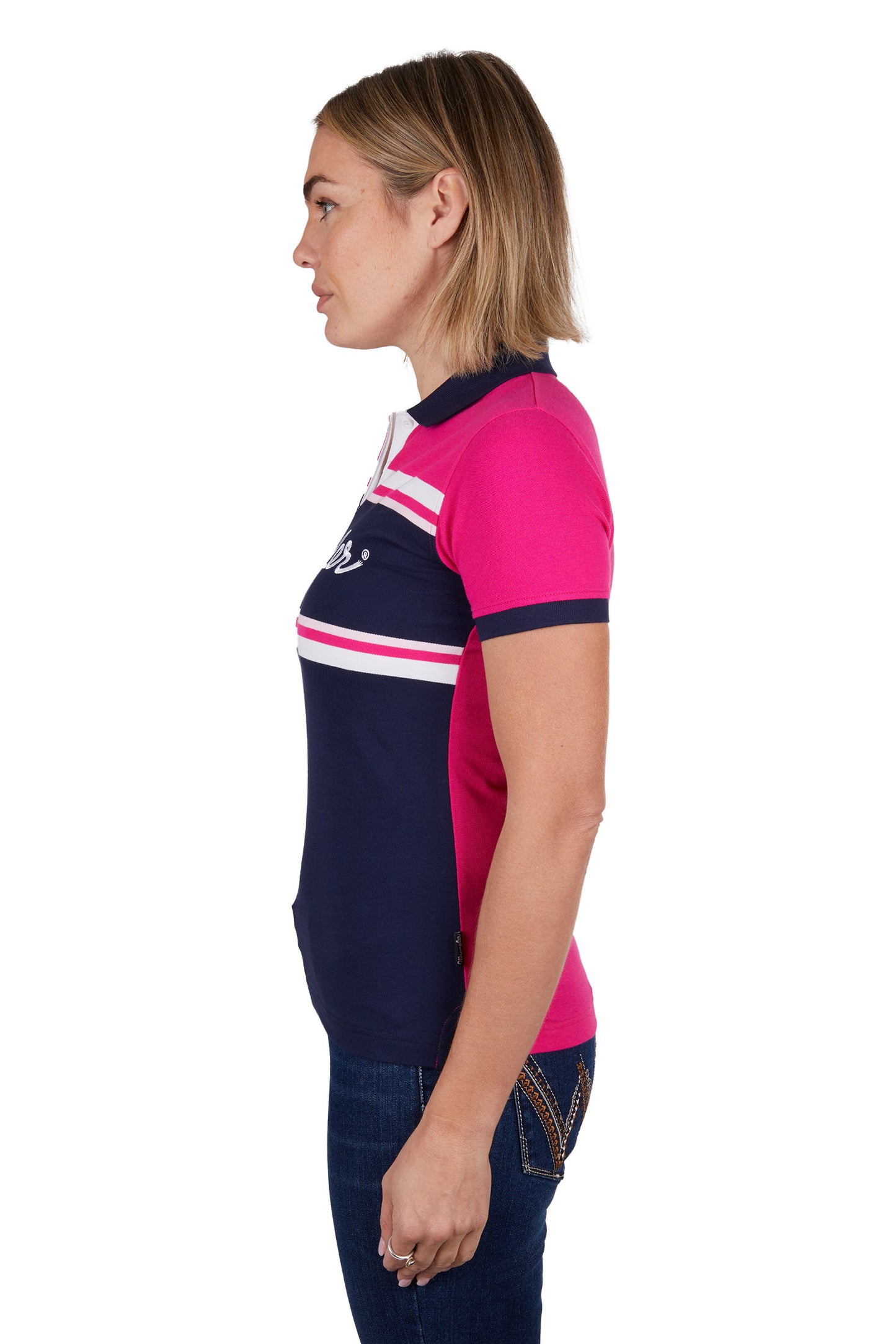 Wrangler Womens Cassy Polo - Pink/Navy