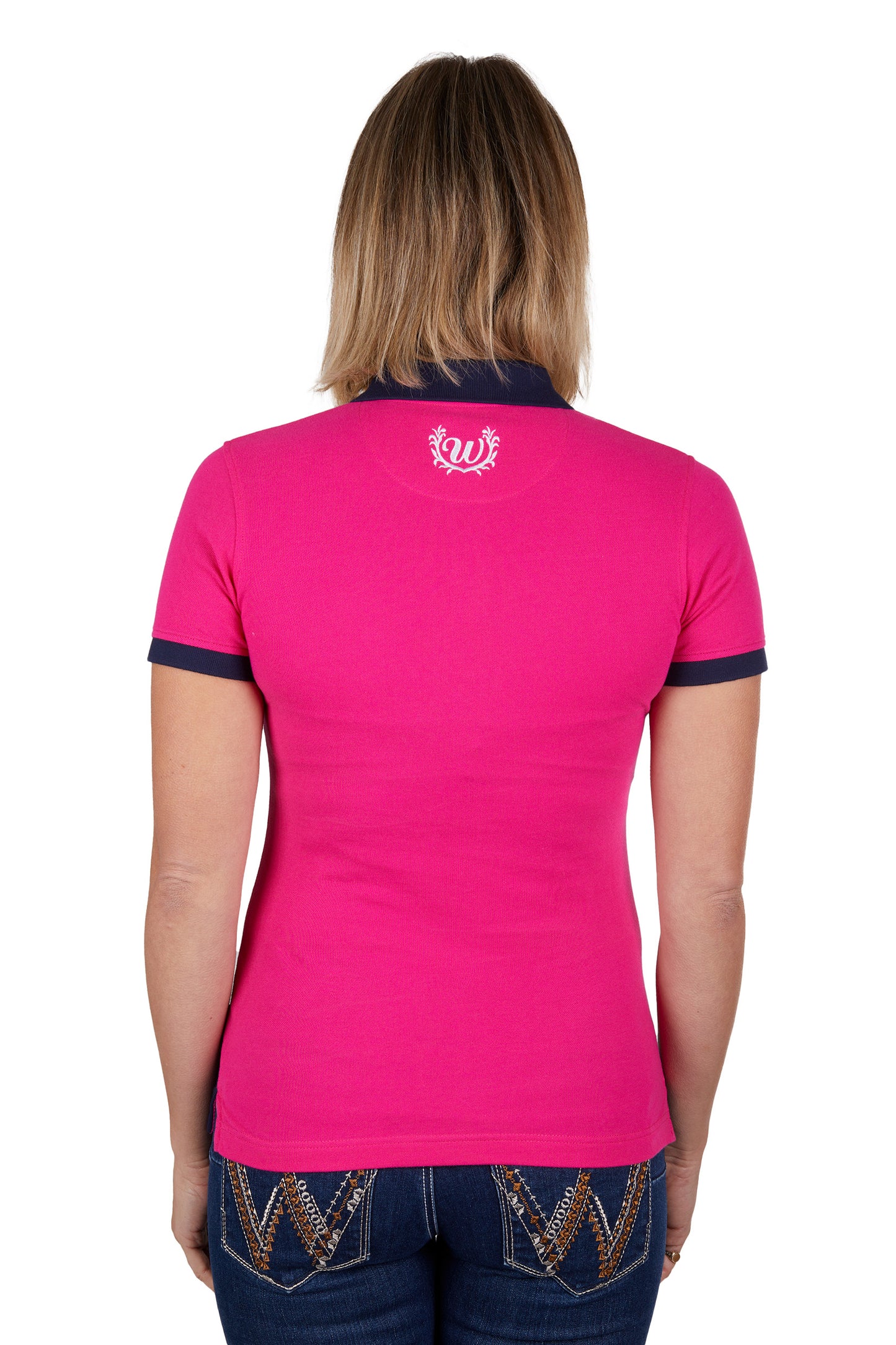 Wrangler Womens Cassy Polo - Pink/Navy