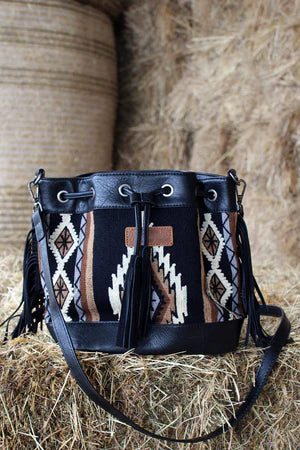 Wrangler Maya Aztec Bucket Bag -Black