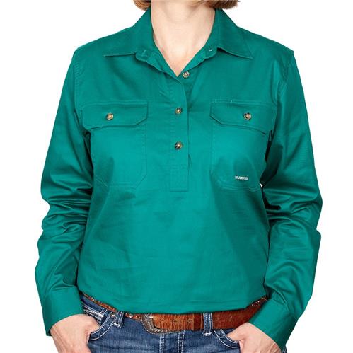 JUST COUNTRY Jahna Ladies Work Shirt Dark Green