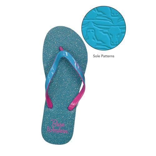 P/W Ladies Blue Glitter Thongs