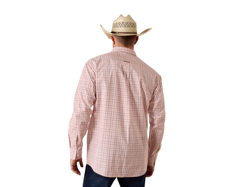 Ariat Men's Pro Series Theoden Classic Fit Long Sleeve Shirt Peach Plaid