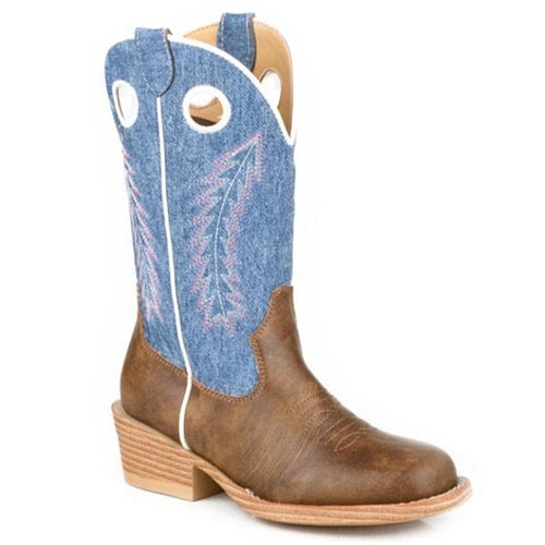 Roper -Willow Kids Boots - Brown / Blue Demin