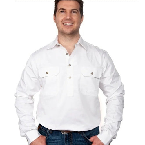 Just Country Cameron Men's Work shirt - White