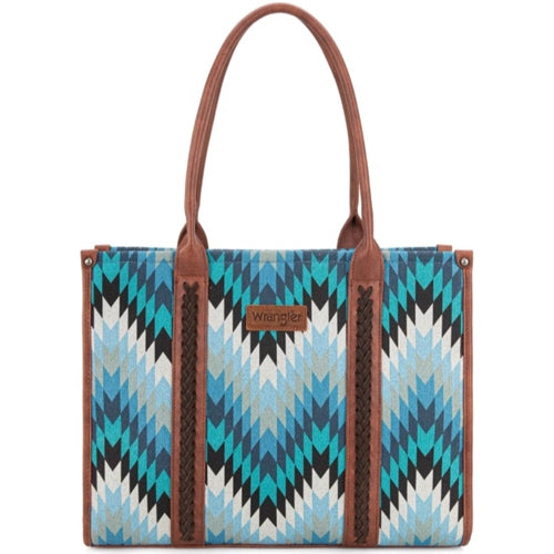 Wrangler Southwestern Pattern Dual Sided Print Canvas Wide Tote Jean