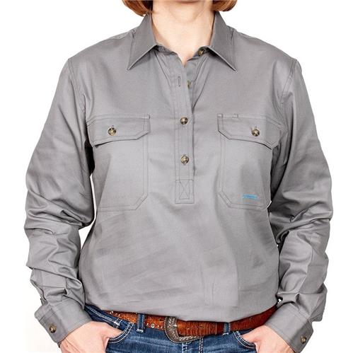 JUST COUNTRY Jahna Ladies Work Shirt Steel Grey