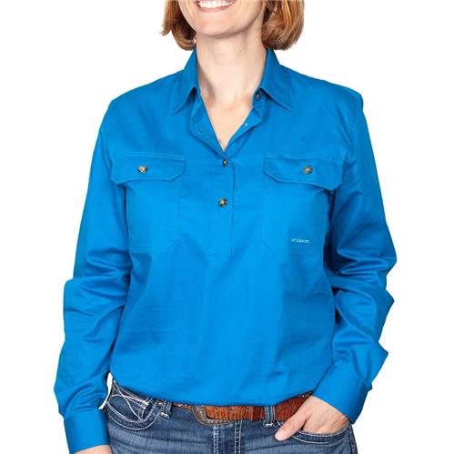 JUST COUNTRY Jahna Ladies Work Shirt Blue Jewel