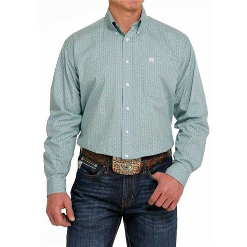 CINCH Men's L/S Green Print Western Shirt