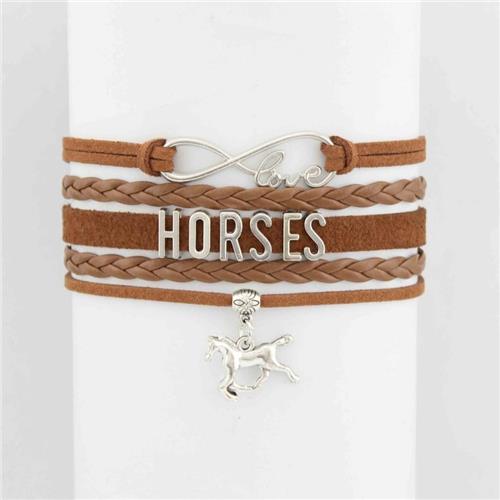 Bracelet Brown Leather - I Love Horses
