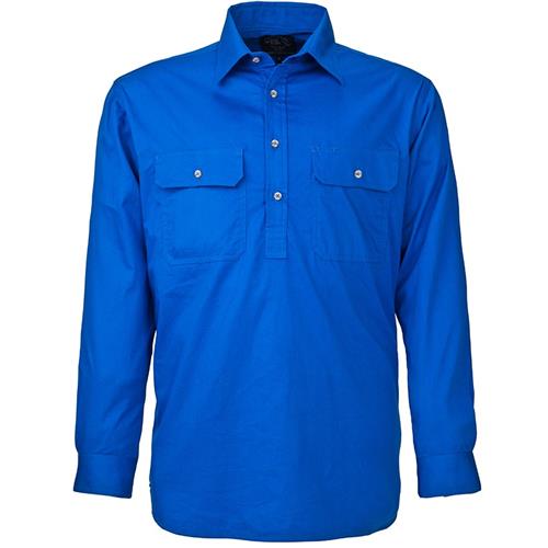 Mens Closed Front L/S Shirt Cobalt Blue