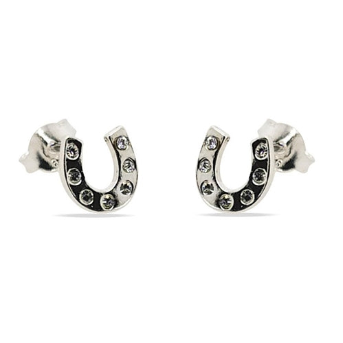 MCJ Sterling Silver CZ Horseshoes Studs small