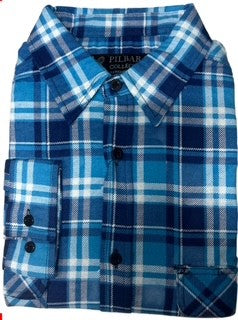 Pilbara Full Button Flannelette Shirt Navy/Blue/White