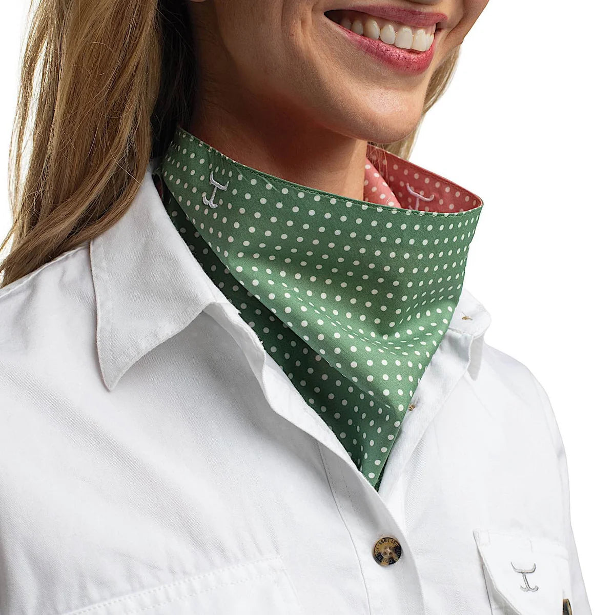 Just Country Carlee Double Scarf Eucalyptus & White Mini Spots/ Rosewater & White Spots