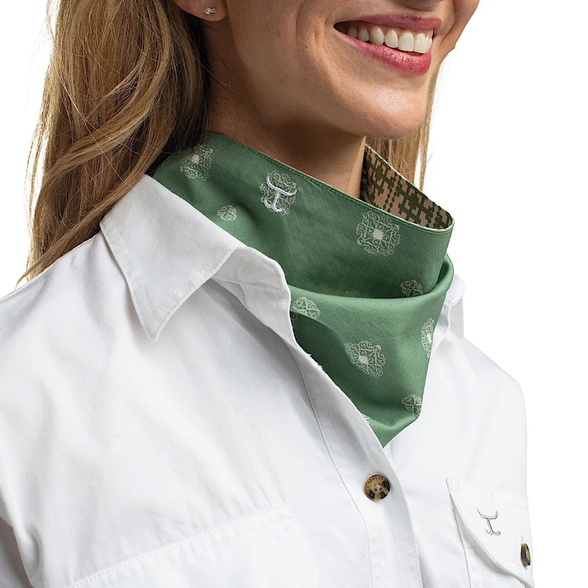 Just Country Carlee Double Sided Scarf Eucalyptus & White / White Eucalyptus Tile